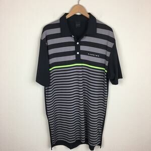 Dunning Golf Black Gray Stripe Short Sleeve Knit Polo Shirt XL